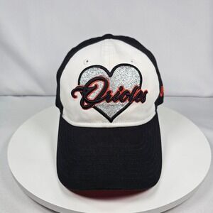 Baltimore Orioles Heart Glitter Baseball Cap New Era 9TWENTY Women's Black White